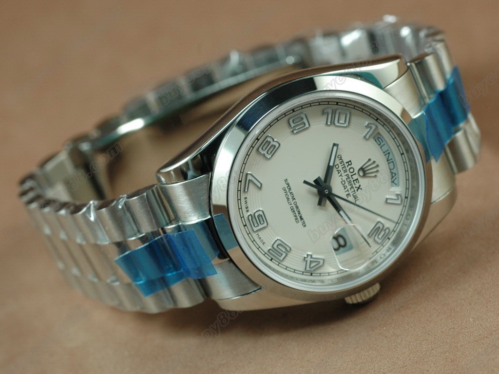 勞力士【男性用】DateDay 36mm SS/SS White Dial A-2836-2 自動機芯搭載3