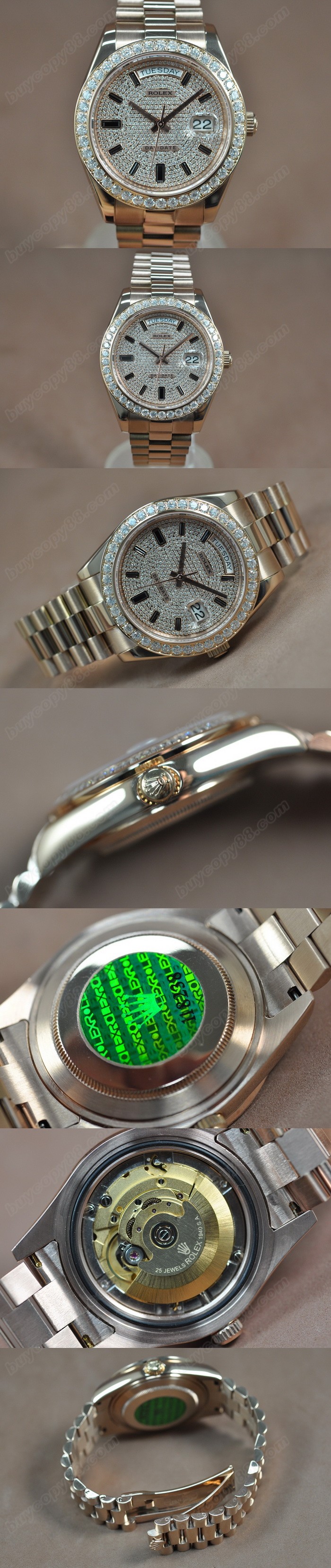 勞力士 Watches Day Date Ⅱ 41mm Full 玫瑰金 面盤 文字盤 A-2836-2 自動機芯 搭 載0