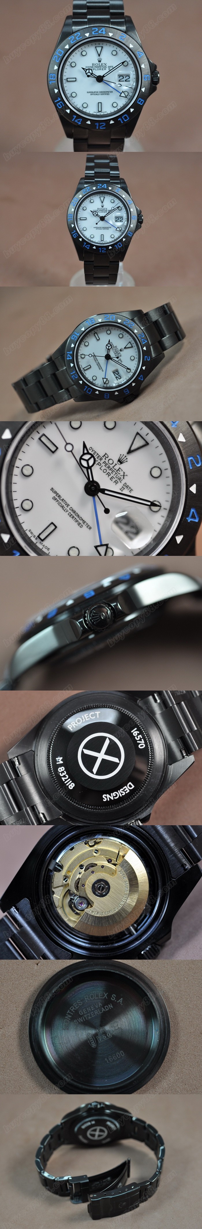 勞力士 Watches Explorer Ⅱ Full PVD 白 文字盤 Asia 2836-2 GMT 自動機芯 搭 載 0