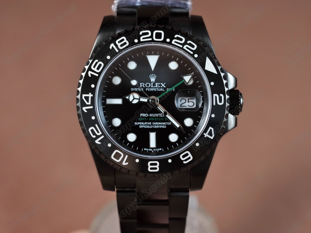 勞力士【男性用】Pro Hunter GMT Master II PVD Black Ceramic Bez A-2836-2 自動機芯搭載4