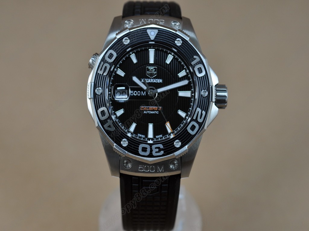 豪雅【男性用】Aquaracer 500m Automatic SS/RU Black Swiss Eta 2824自動機芯搭載2