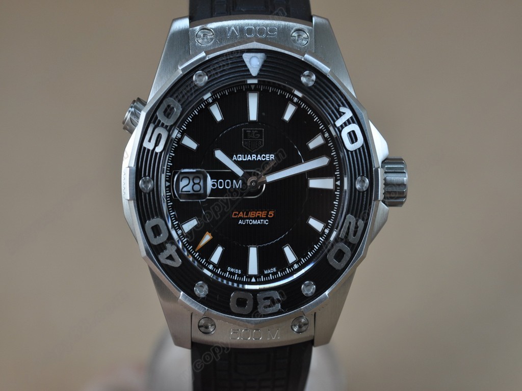 豪雅【男性用】Aquaracer 500m Automatic SS/RU Black Swiss Eta 2824自動機芯搭載1