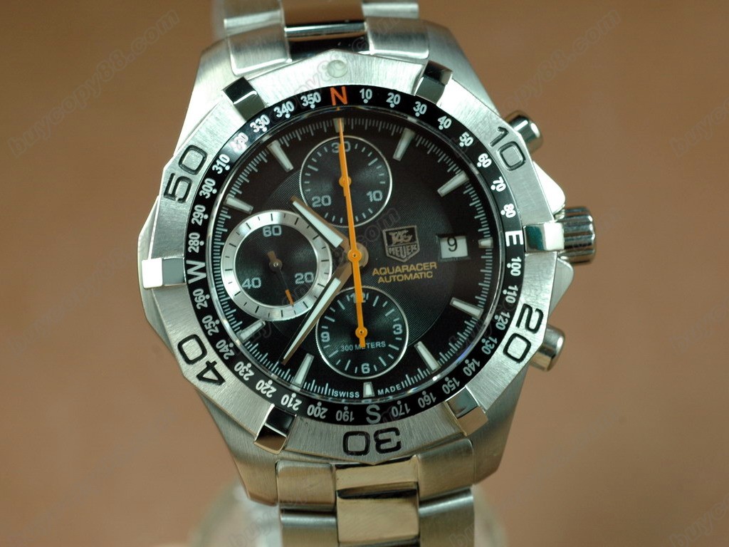 豪雅【男性用】 Aquaracer Chrono Date SS Black A-7750自動機芯搭載．振頻每小時 28,800 次4