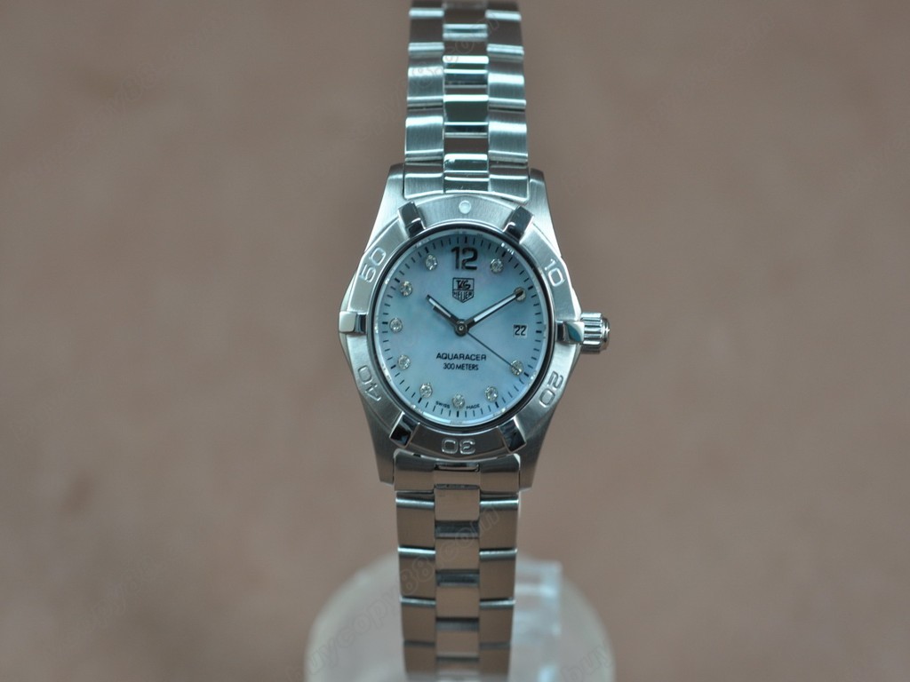 豪雅【女性用】 Aquaracer Ladies SS/SS Pearl blue Swiss Eta 石英機芯搭載8