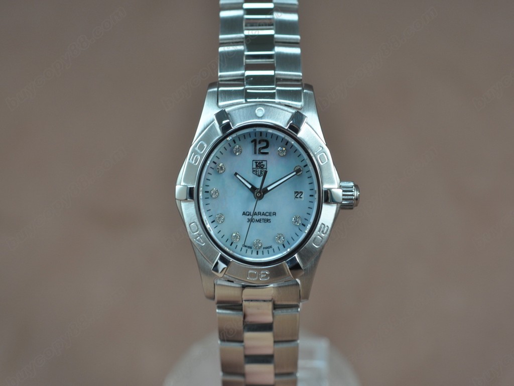 豪雅【女性用】 Aquaracer Ladies SS/SS Pearl blue Swiss Eta 石英機芯搭載9