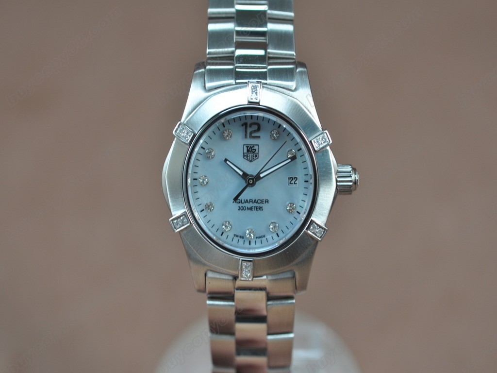 豪雅【女性用】Ladies SS/SS/Diam Pearl blue Swiss Eta 石英機芯搭載1