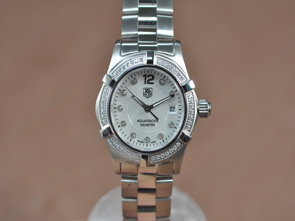 豪雅【女性用】 Aquaracer Ladies SS/SS/Diam White Swiss Eta 石英機芯搭載9