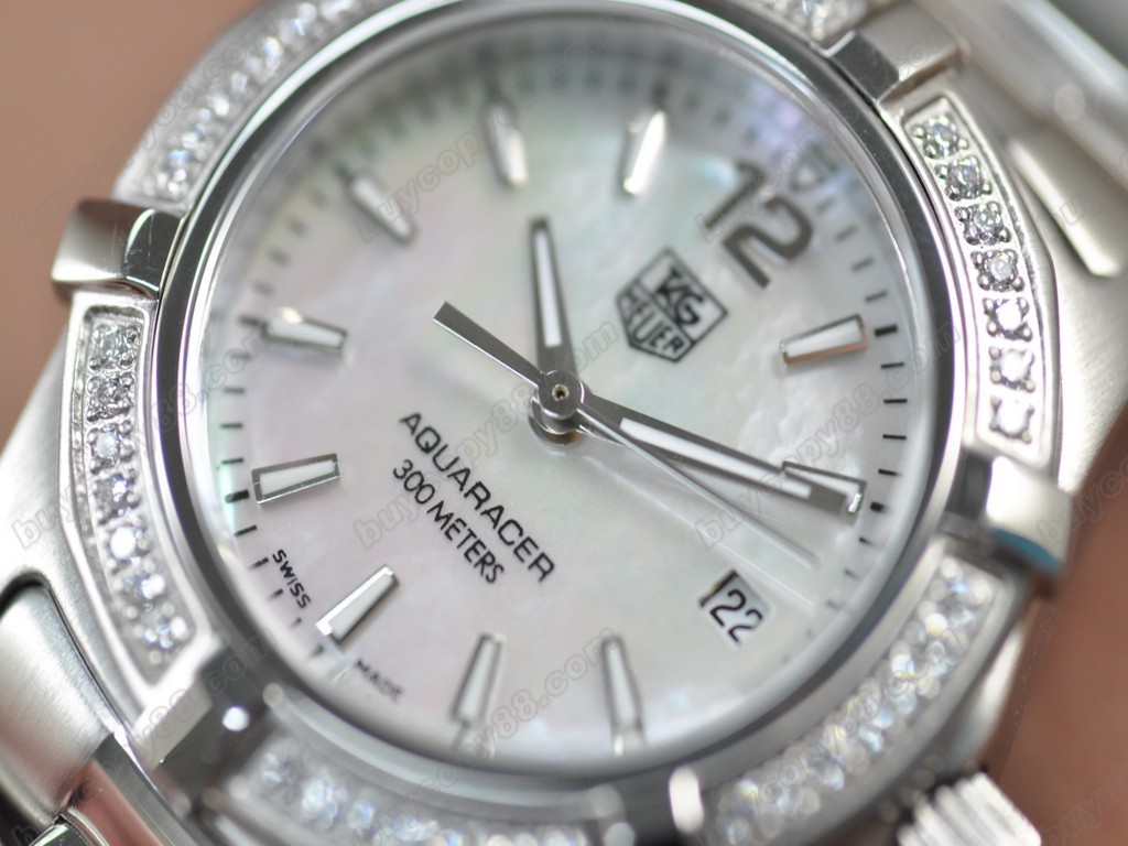 豪雅【女性用】 Aquaracer Ladies SS/SS/Diam Pearl white Swiss Eta石英機芯搭載3