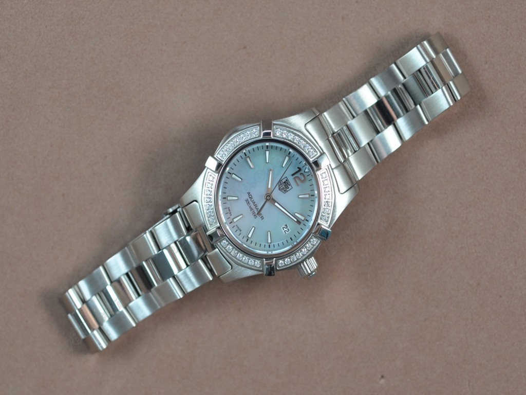 豪雅【女性用】 Aquaracer Ladies SS/SS/Diam Pearl blue Swiss Eta 石英機芯搭載6