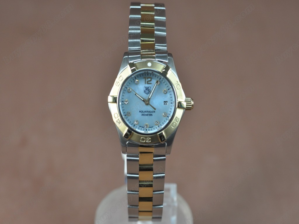 豪雅【女性用】 Aquaracer Ladies TT Pearl Blue Swiss Eta 石英機芯搭載5