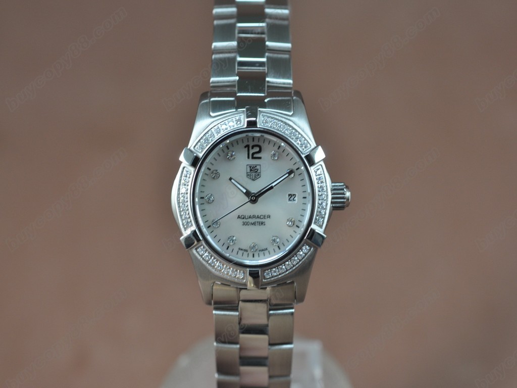 豪雅【女性用】Aquaracer Ladies SS/SS/Diam Pearl white Swiss Eta Quartz  8008