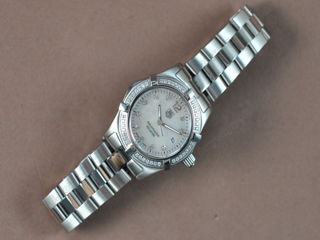 豪雅【女性用】Aquaracer Ladies SS/SS/Diam Pearl white Swiss Eta Quartz  8006