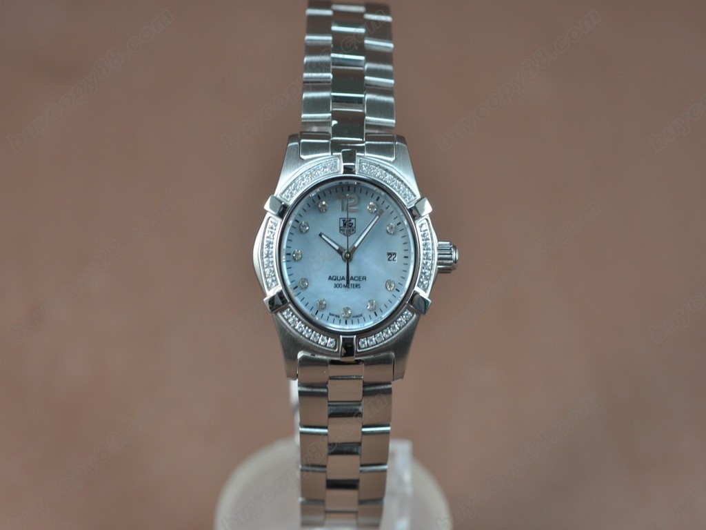 豪雅【女性用】 Aquaracer Ladies SS/SS/Diam Pearl Blue Swiss Eta 石英機芯搭載2