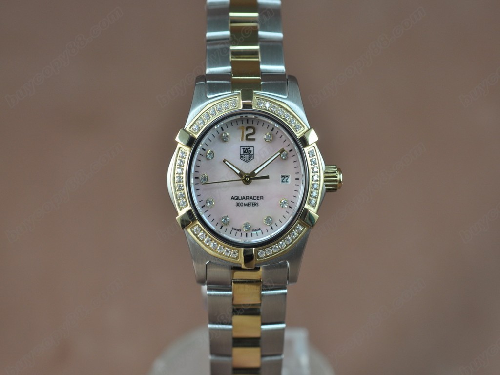 豪雅【女性用】 Aquaracer Ladies TT/Diam Pearl pink Swiss Eta石英機芯搭載6