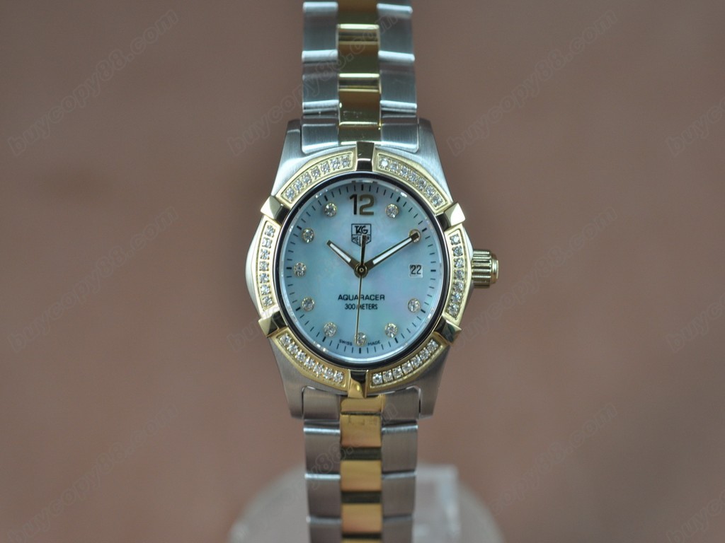 豪雅【女性用】Aquaracer Ladies TT/Diam Pearl Blue Swiss Eta 石英機芯搭載6