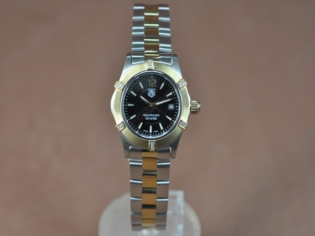 豪雅【女性用】Aquaracer Ladies TT/Diam Black dial Swiss Eta 石英機芯搭載5