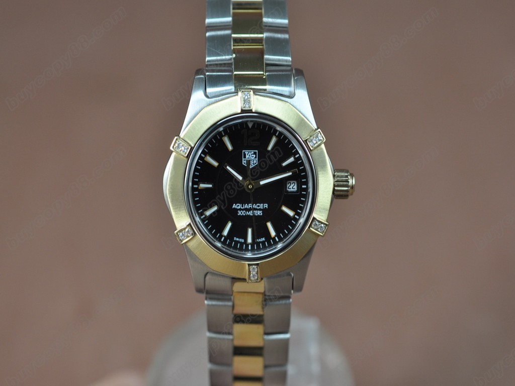 豪雅【女性用】Aquaracer Ladies TT/Diam Black dial Swiss Eta 石英機芯搭載6