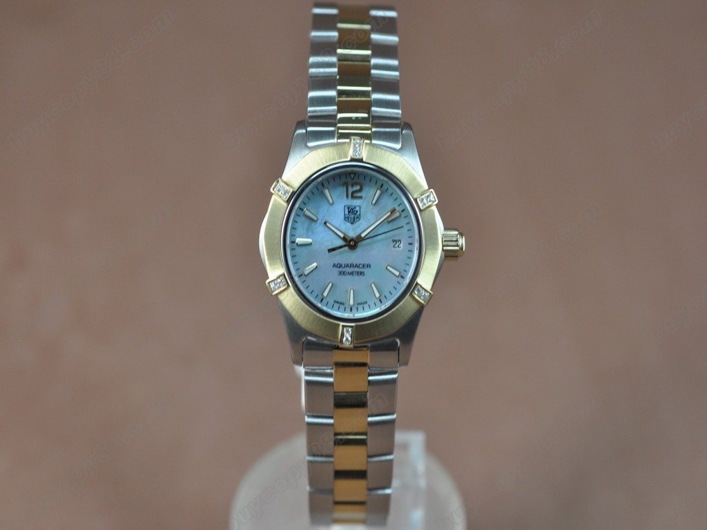 豪雅【女性用】Aquaracer Ladies TT/Diam Pearl Blue Swiss Eta 石英機芯搭載5