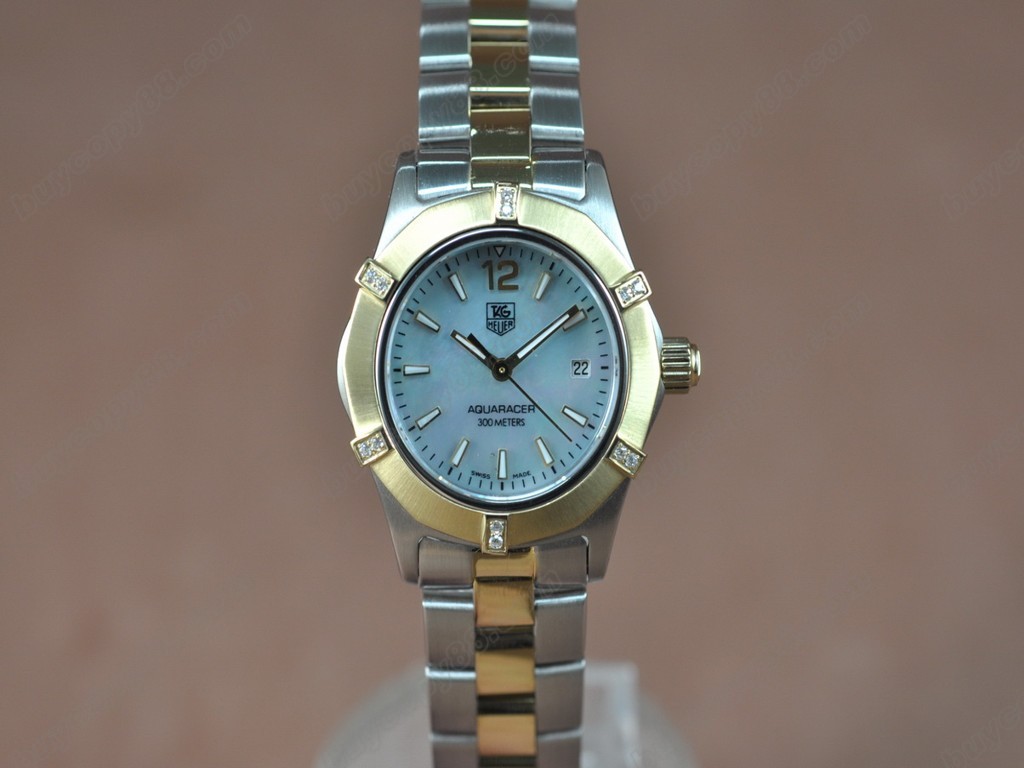 豪雅【女性用】Aquaracer Ladies TT/Diam Pearl Blue Swiss Eta 石英機芯搭載4