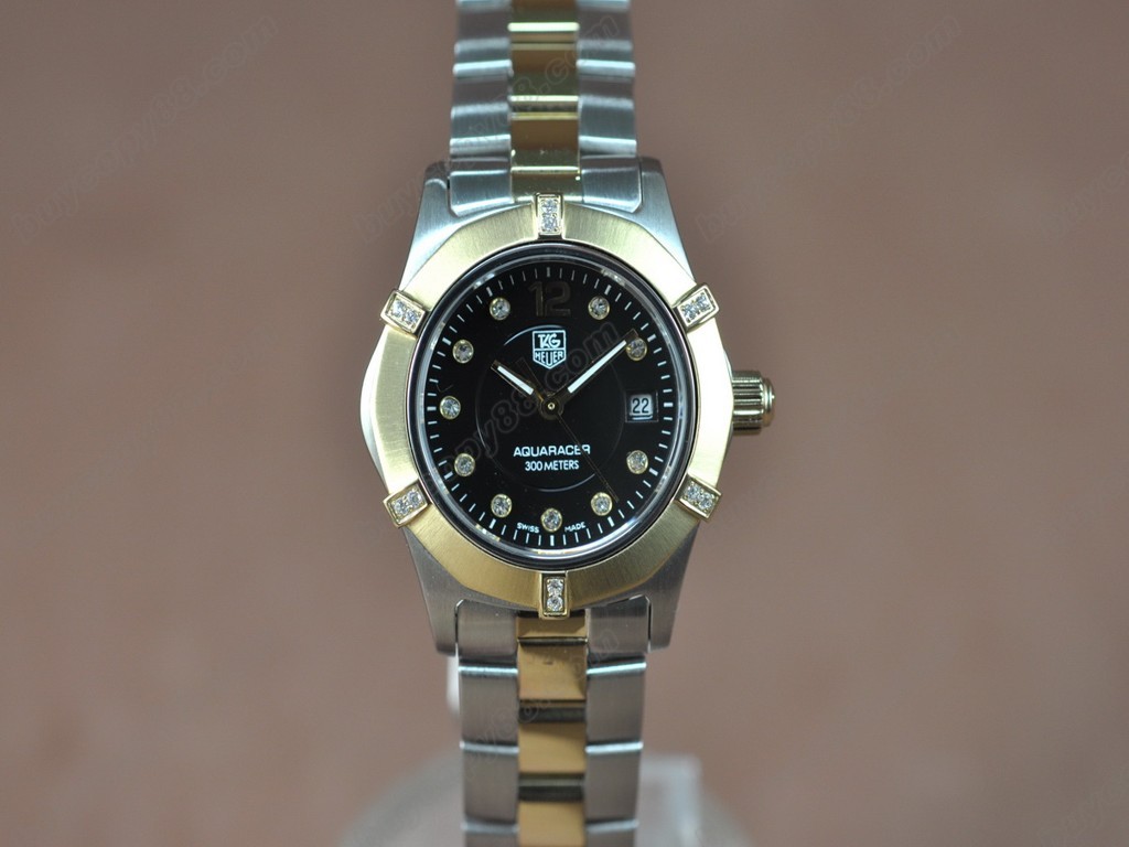 豪雅【女性用】Aquaracer Ladies TT/Diam Black dial Swiss Eta石英機芯搭載4