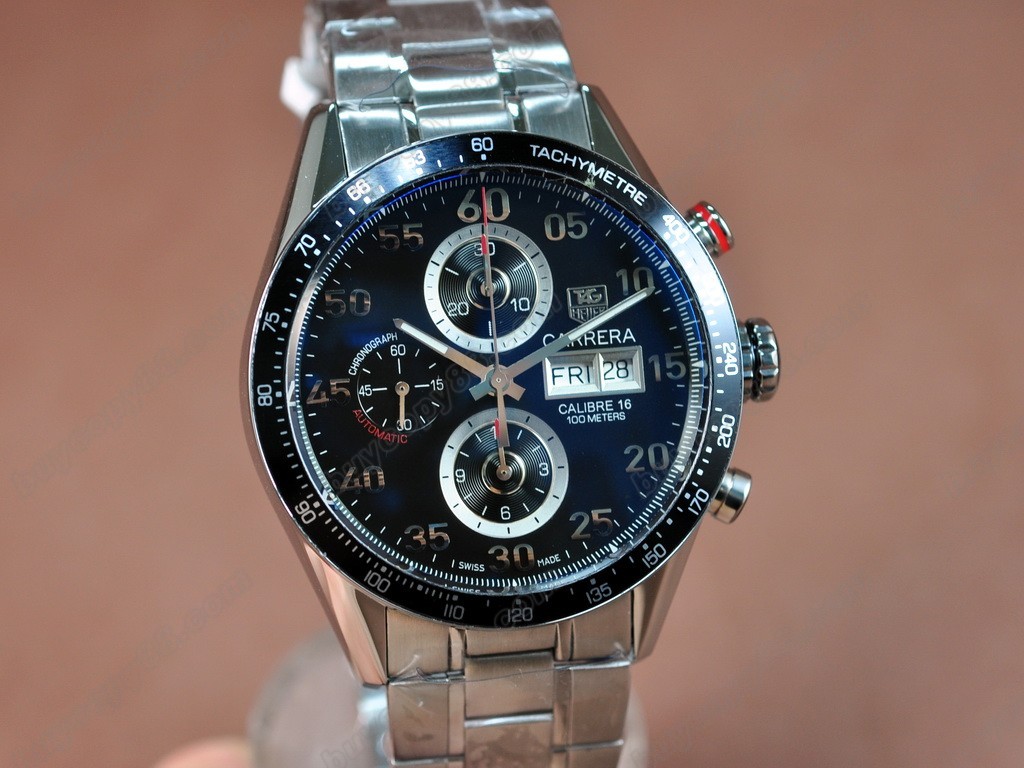 豪雅【男性用】Carrera 43mm Chrono SS/SS Blk A-7750 自動機芯搭載．振頻每小時 28,800 次0