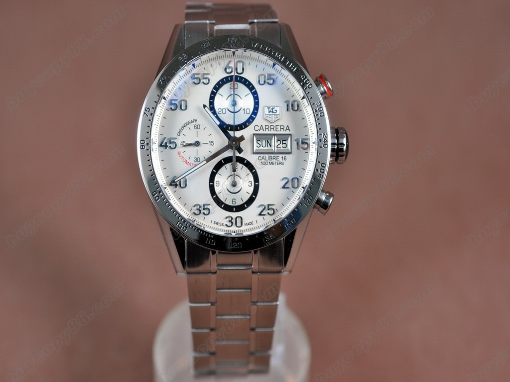 豪雅【男性用】Carrera 43mm Chrono SS/SS Wht A-7750 自動機芯搭載6