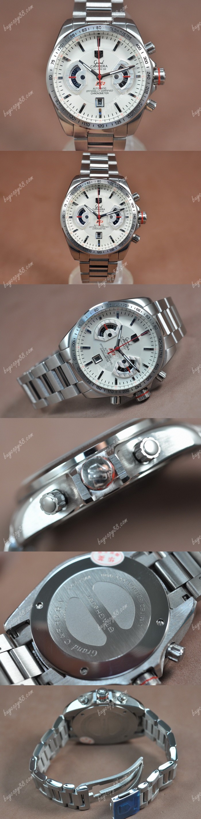  豪雅錶Tag Heuer Grand Carrera Calibre 36 SS/SS White Jap石英錶0