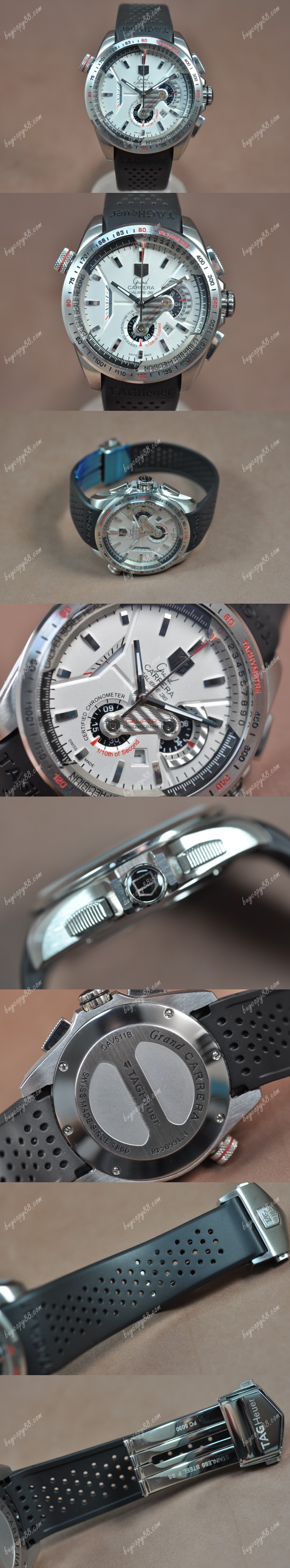  豪雅錶Tag Heuer Grand Carrera Calibre 36 SS/RU White Jap石英錶0