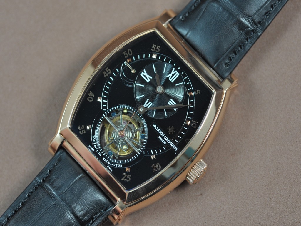 江詩丹頓　【男性用】 Malte Regulator Tourbillon RG/LE Blk Dial Flying 陀飛輪搭載2