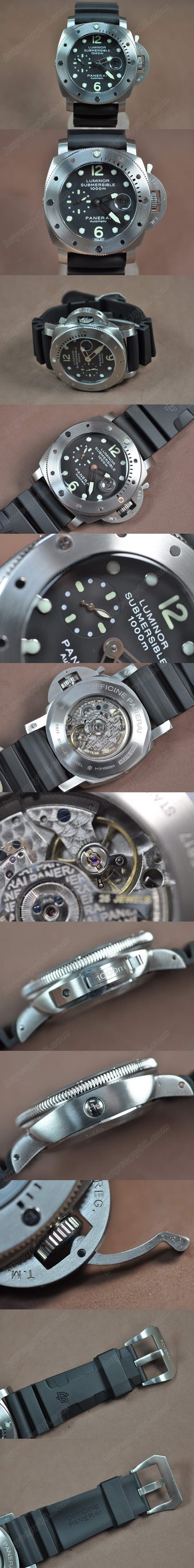 沛納海 Watches Submessible 47mm SS/RU 黑 文字盤 亞洲 21J 自動機芯 搭 載0