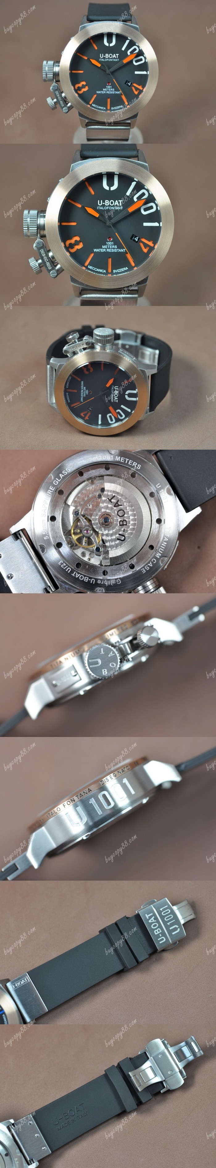   優寶U-Boat U-1001 50mm TT/RU Black Dial Asian 21J自動機芯搭載0